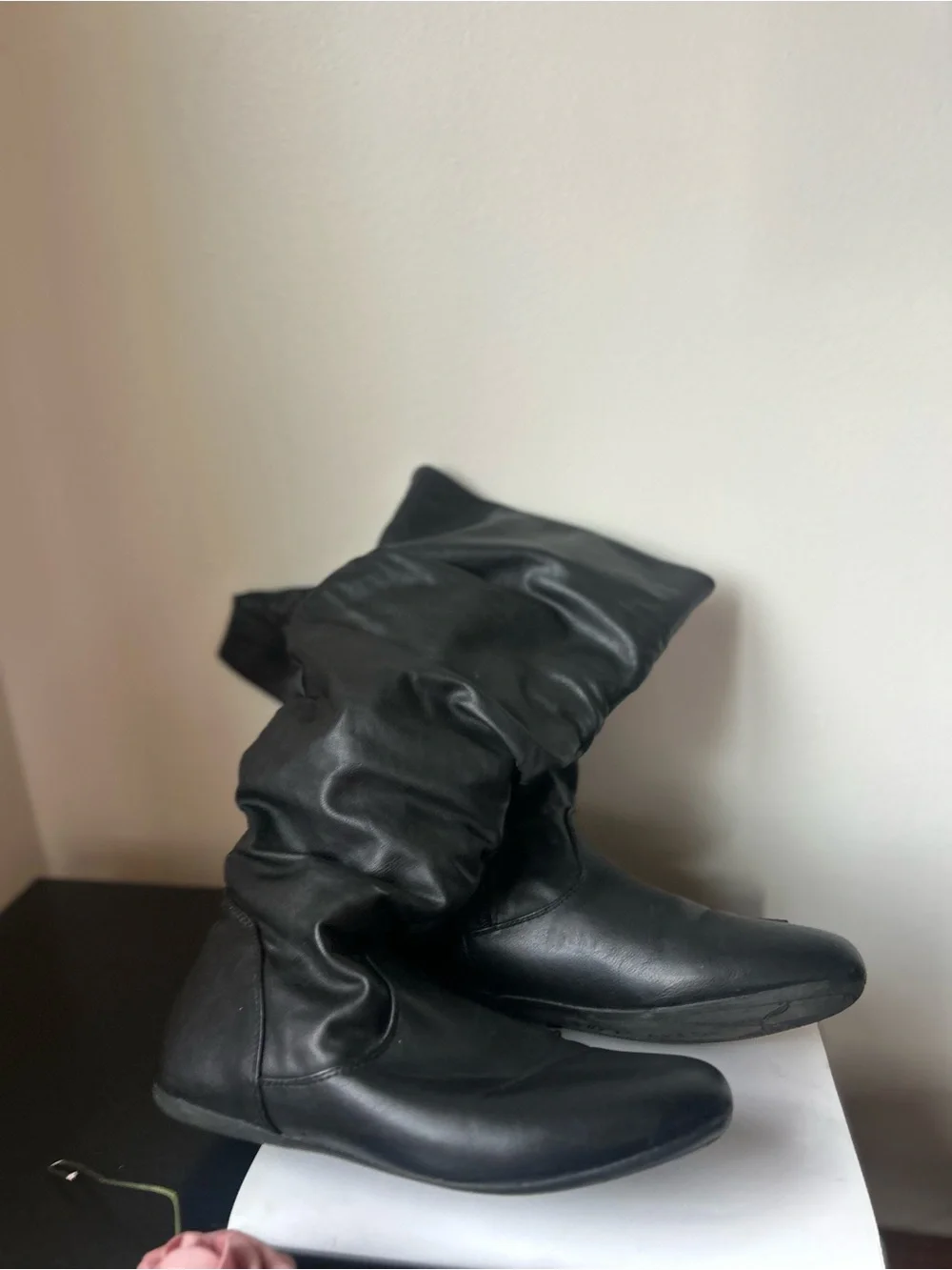 Hot cakes 11 Women’s Black Slouchy Leather Knee Boots